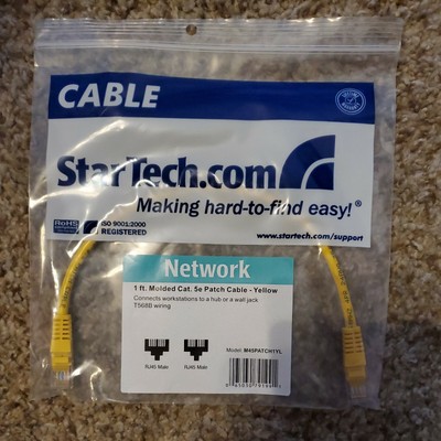 StarTech M45PATCH1YL 1 ft Yellow Molded Cat5e UTP Patch Cable - Cat