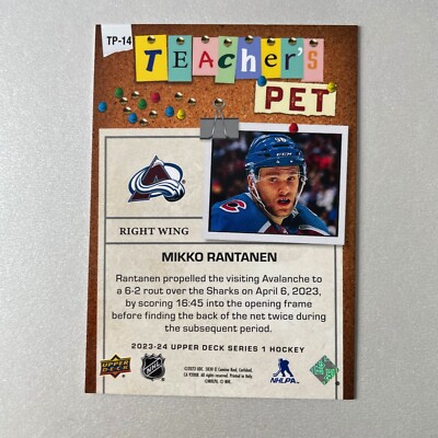 2023 Upper Deck Series 1 #TP-14 Mikko Rantanen Teacher's Pet