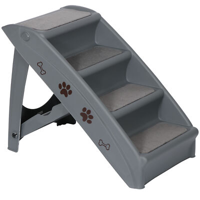 Dog Stairs Foldable Pet Steps Ramp Ladder Anti-Slip w/4 Step for High Bed Sofa 