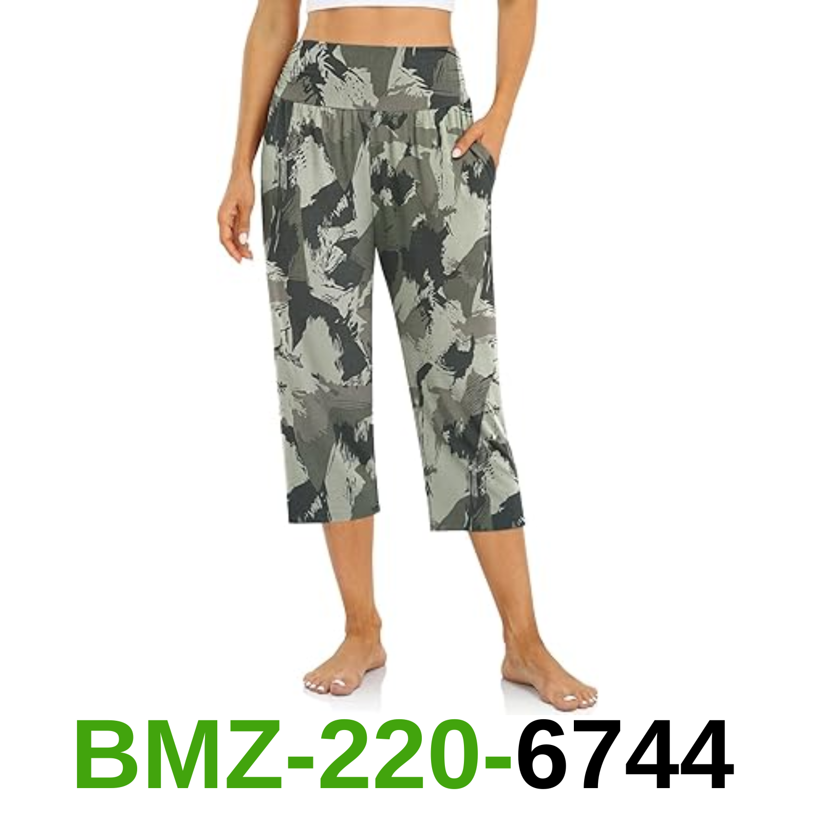 UEU Women's High Waist Capri Camo Print Casual Summer Loose Fitting Cropped, S