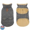 Dog Winter Coat for Small Dogs, Puppy Plaid Jacket, Pet Coat for Cold Weather, Windproof Warm Dog Jackets, Pet Thickened Outfits Indoor Outdoor, Grey S