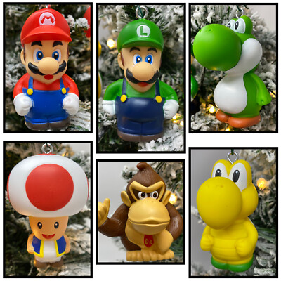 Mario Brothers Christmas Ornament 6 Piece Set BRAND NEW Featuring Toad