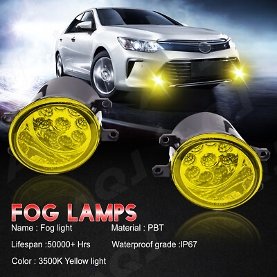 For Toyota Land Cruiser 2020 Pair Bumper Yellow Fog Lights Driving Lamps