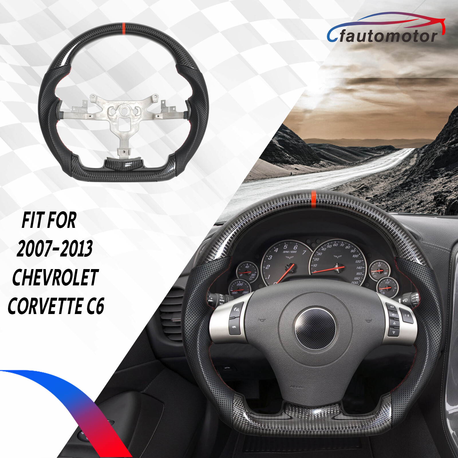 Corvette C6 Alcantara Steering Wheel 2006-2011 Flat Bottom D Shaped ZR1 Z06