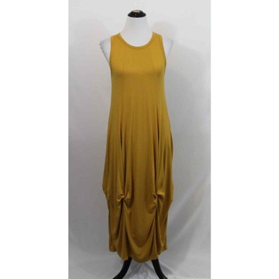 AMMA Kedem Sasson Sz 0 2/4 Mustard Yellow Sleeveless Jersey Maxi Dress NWT