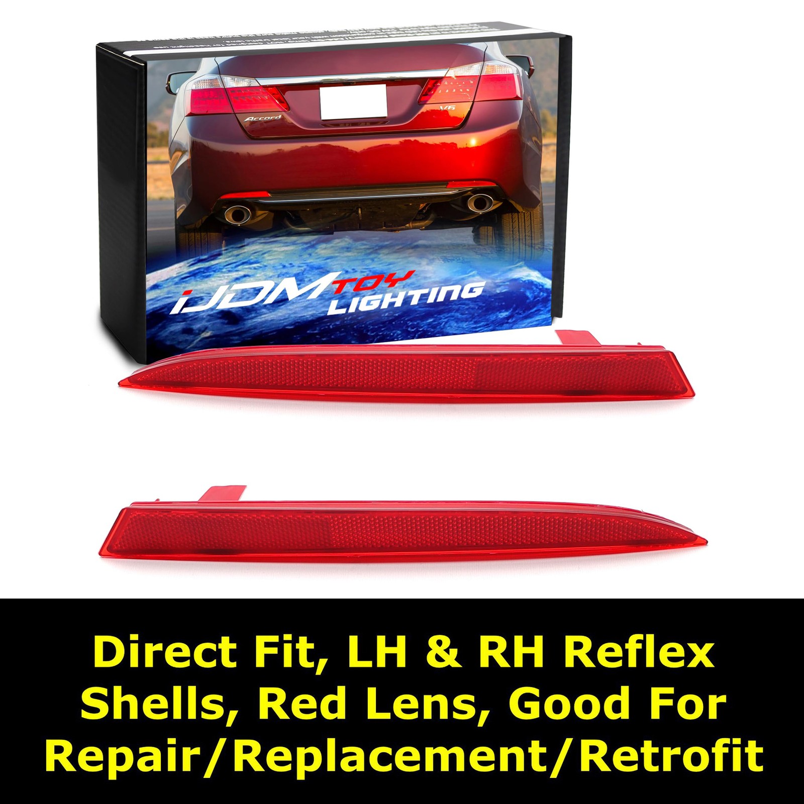Rear Bumper Reflector Lenses For Honda 2013-2015 Accord Sedan by iJDMTOY