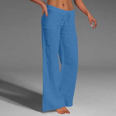 Pants Polyester Wide Legged Daily Woman Harem Pants for Women with Pockets