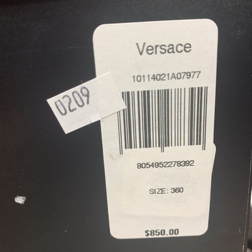 Pre-owned Versace Greca Beige Logo Slingback Kitten Heel In Box Size 36