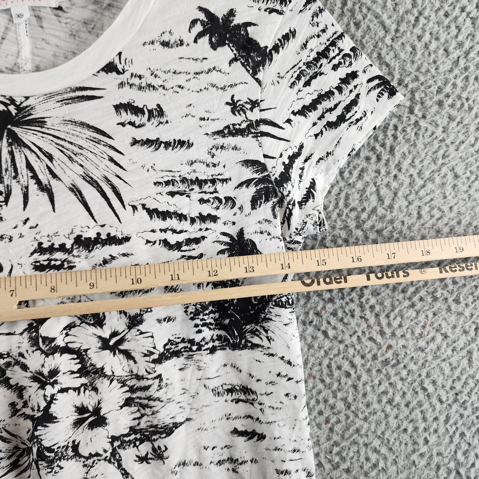 Goldie Palm Print Ringer Tee Women's XS White/Black Crew Neck Short Sleeve - Picture 6 of 13