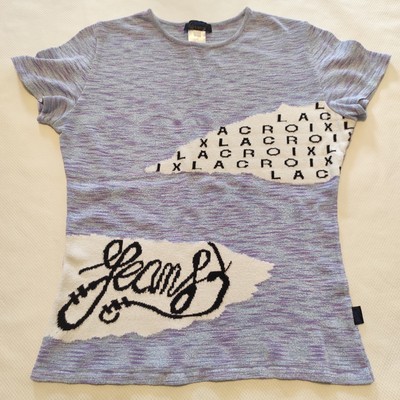 Christian Lacroix Womens T-shirt, Size XS, Cotton Knit, French Vintage 90s Y2K 