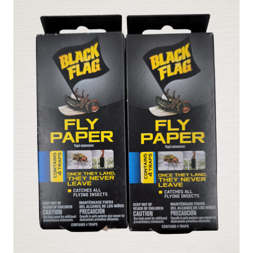 Lot of 2 Black Flag HG-11016 Indoor Outdoor Sticky Fly Paper Disposable 4 Pack
