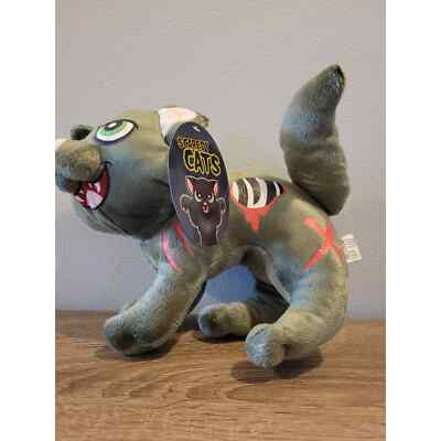 Kellytoy Scaredy Cat Green zombie cat stuffed animal NWT