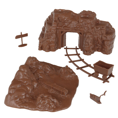 BMC Marx Recast Western Gold Mine Cowboy Playset Accessory 6pc Brown Terrain USA