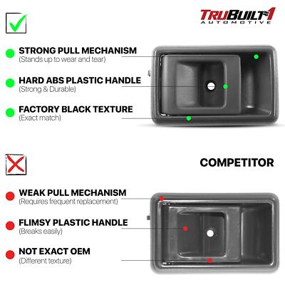 T1A Interior Driver Passenger Side Gray Door Handle Pair Replacements for 89-92 