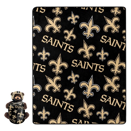 Плюшевый комбинезон с медведем Northwest NFL New Orleans Saints с шелковым пледом на ощупь