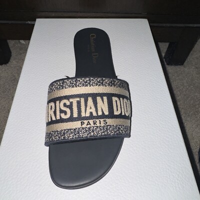 Christian Dior Dway Single Shoe LEFT Slide Sandal Navy  37   Amputee Shoe