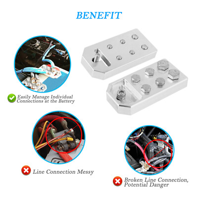 Pair 6 Spot Flat Bolt Style Battery Terminals Fit XS Power M6 Standard Batteries