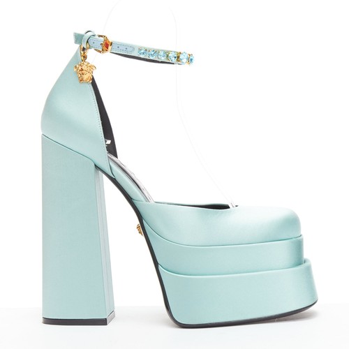 Versace★Aevitas Platform Sandals Satin Crystal Charm Versace Aevitas Platform Sandals Satin Crystal Charm Light