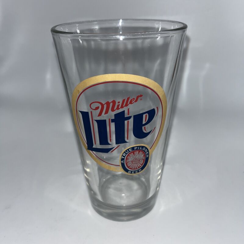 Miller Lite Beer Pint Glass vintage barware Free Shipping
