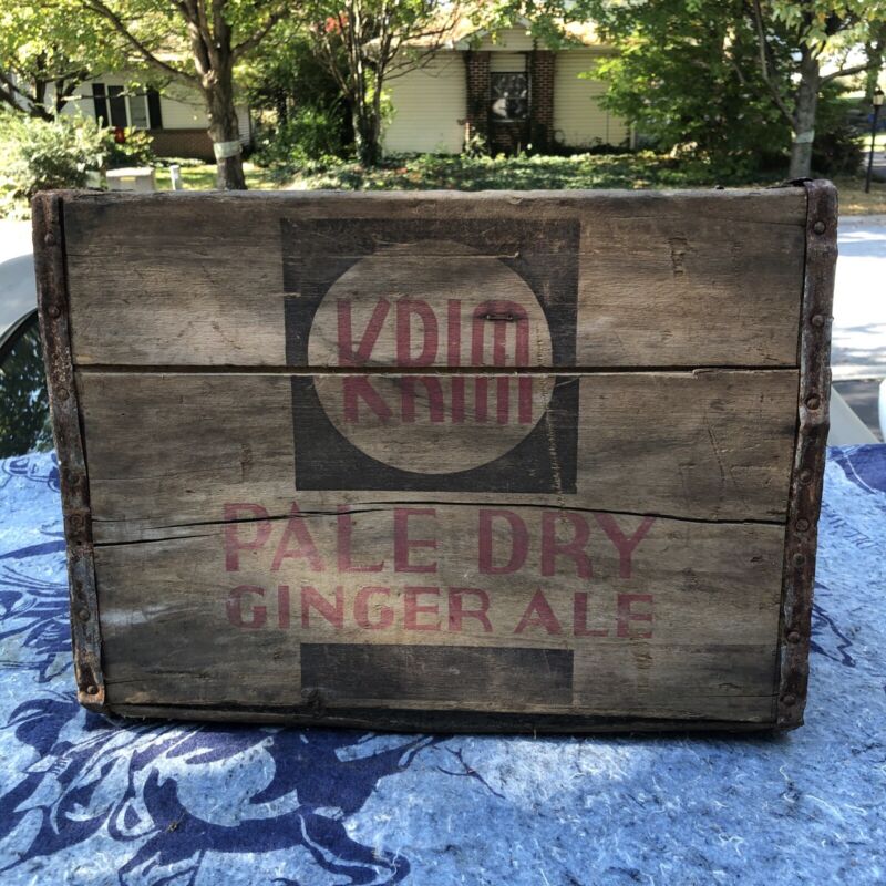 Vintage Krim Pale Dry Ginger Ale Vintage Wood Crate Tall Large Wooden
