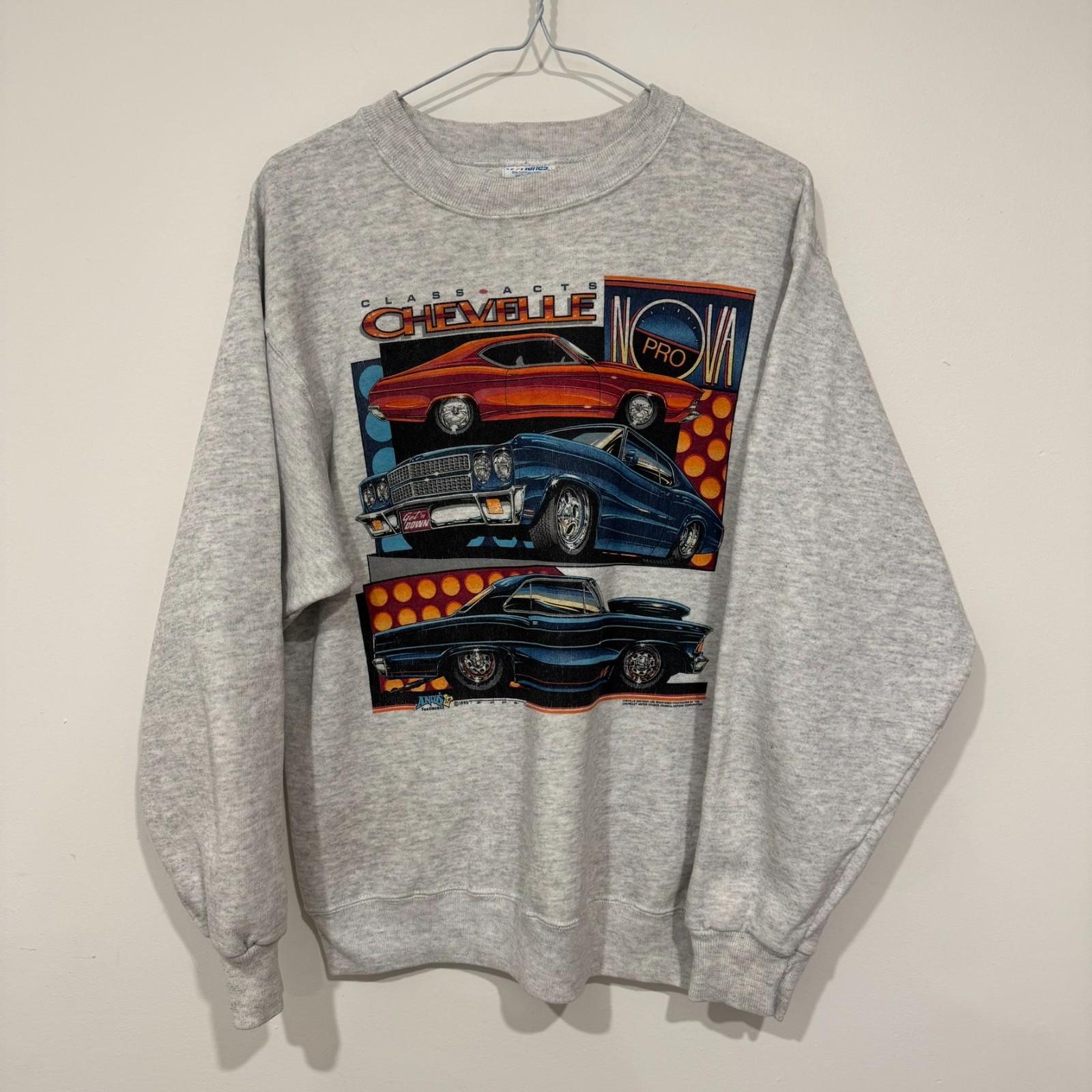 Vintage 1990s Chevrolet Nova Chevelle Muscle Car Sweatshirt Size L Hanes