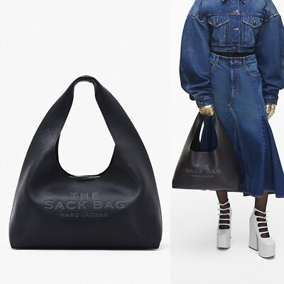 Marc Jacobs MEDIUM Sack Bag Black leather with zip pouch 2R3HSH058H02 -001 NWT