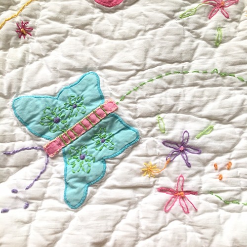 Pottery Barn Kids Applique Butterflies Quilted Standard Pillow Sham
