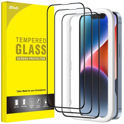 JETech Full Coverage Screen Protector for iPhone 14 6.1-Inch, Black Edge, 3-Pack