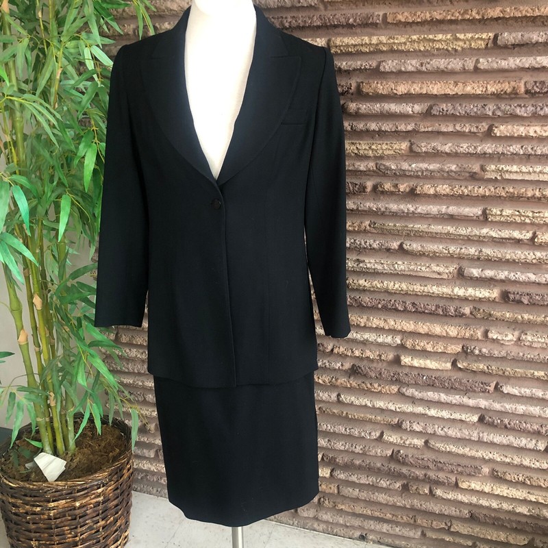 Rickie Freeman for Teri Jon Vintage Black Fitted Wool Suit  Size 10