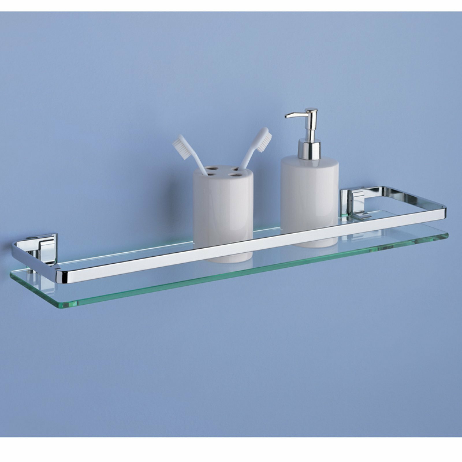 Bathroom Glass Shelf With Rail