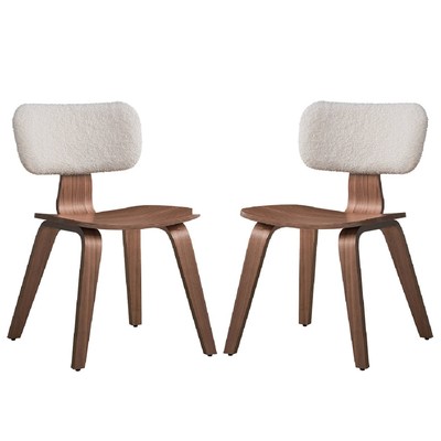 Aon 22 Inch Side Dining Chair Set of 2, Curved, White