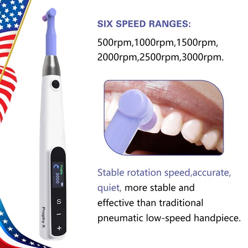Dental Cordless Electric Hygiene Prophy Handpiece 360° Swivel+2pcs Prophy Angles