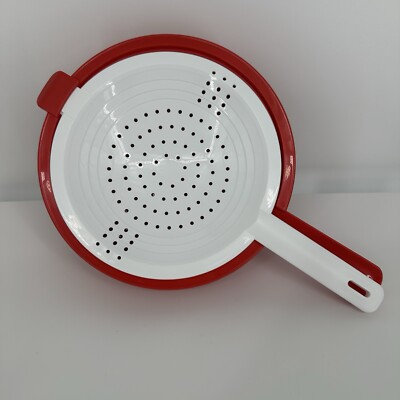 TUPPERWARE DOUBLE COLANDER 2-pc Strainer Multiple Uses BPA free RED NEW