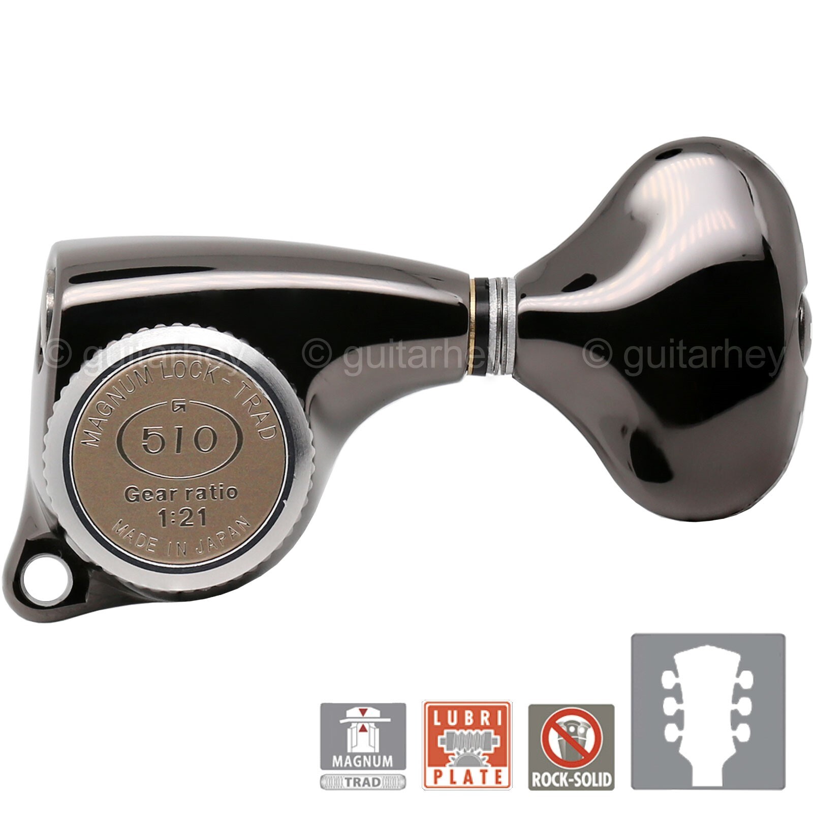 NEW Gotoh SGL510Z-L5 MGT Locking Tuning Keys, 21:1 Ratio Set 3x3 - COSMO BLACK NEW Gotoh SGL510Z-L5 MGT Locking Tuning Keys, 21:1 Ratio Set 3x3 - COSMO BLACK