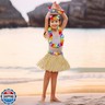 Fortuning's JDS Girl's Hawaiian Hula Grass Skirt with Flowers Costume Set Raffia Skirt for Luau Tropical Beach Party