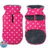 Petglad Dog Winter Coat, Waterproof Dog Jacket with Leash Hole, Reflective Adjustable Pet Snow Vest, Warm Fleece Sweater for Small Medium Large Dogs - Pink Polka Dot, L