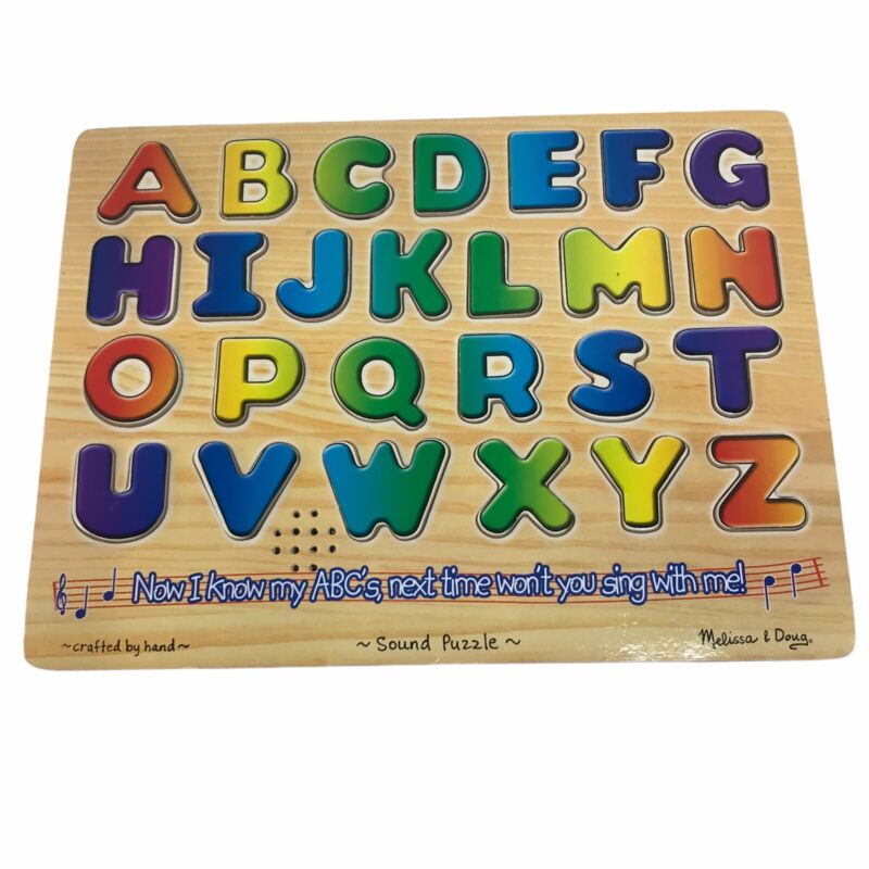 Melissa & Doug Talking Alphabet Sound Wooden Puzzle English 26 pcs EUC #dw109