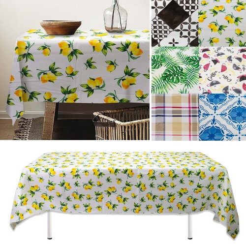 Heavy Flannel Back Tablecloths for Rectangle Tables Waterproof Vinyl Table Cover