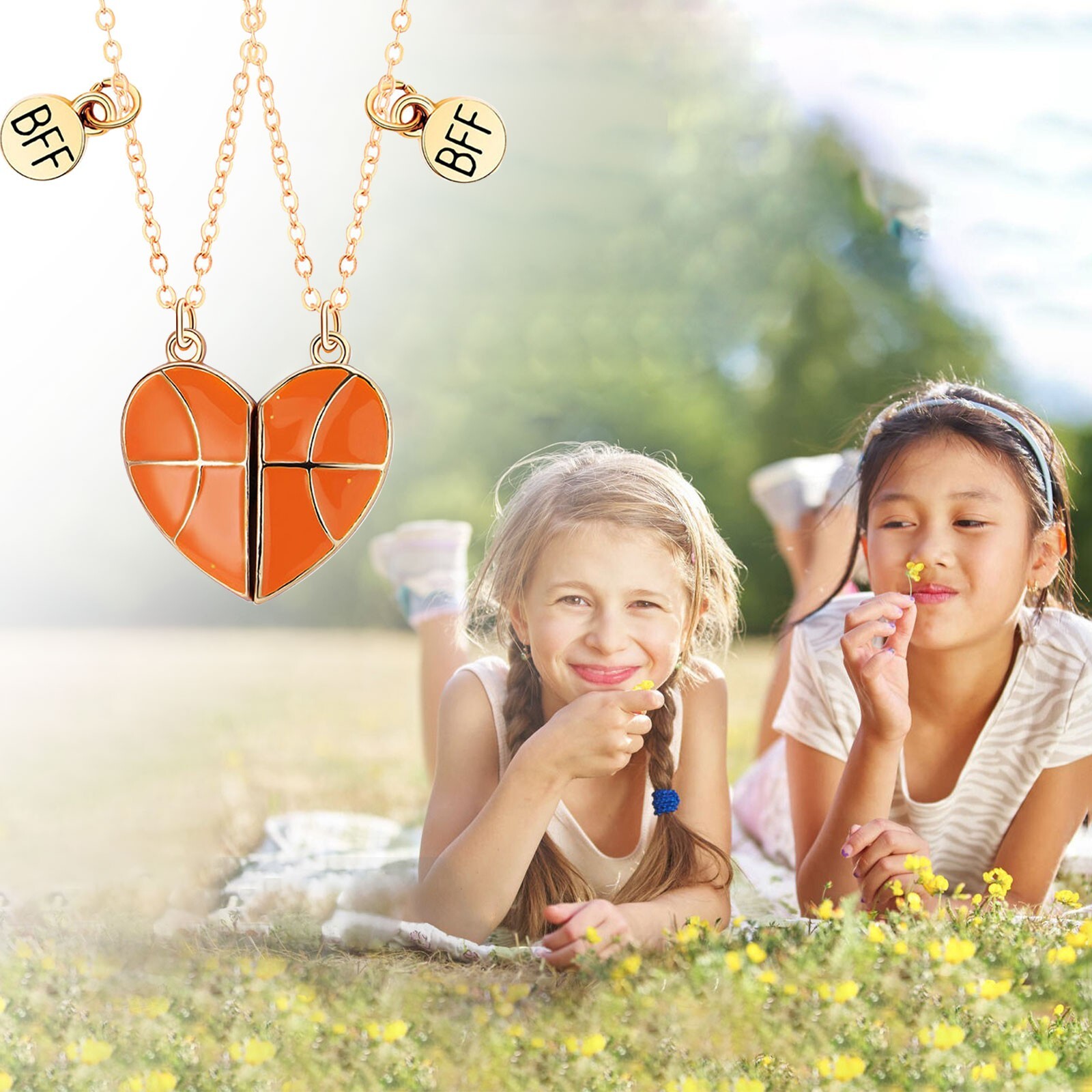 Necklace Heart for Women Basketball Heart Necklace Children'