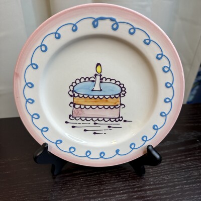 Ceramiche Toscane Birthday Cake Plate 8.5'' Round Crate & Barrel New