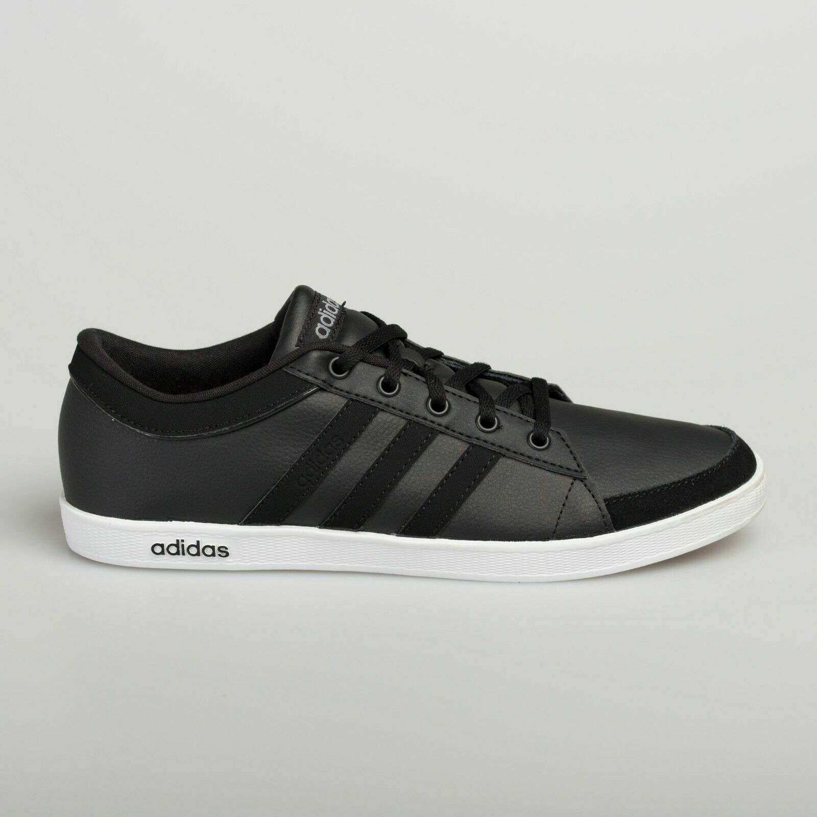 adidas mens black leather trainers