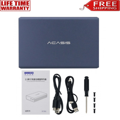 Acasis EC-7252 2.5'' Hard Drive Case 2 Bay HDD Enclosure w/ 4 RAID Modes for 12TB
