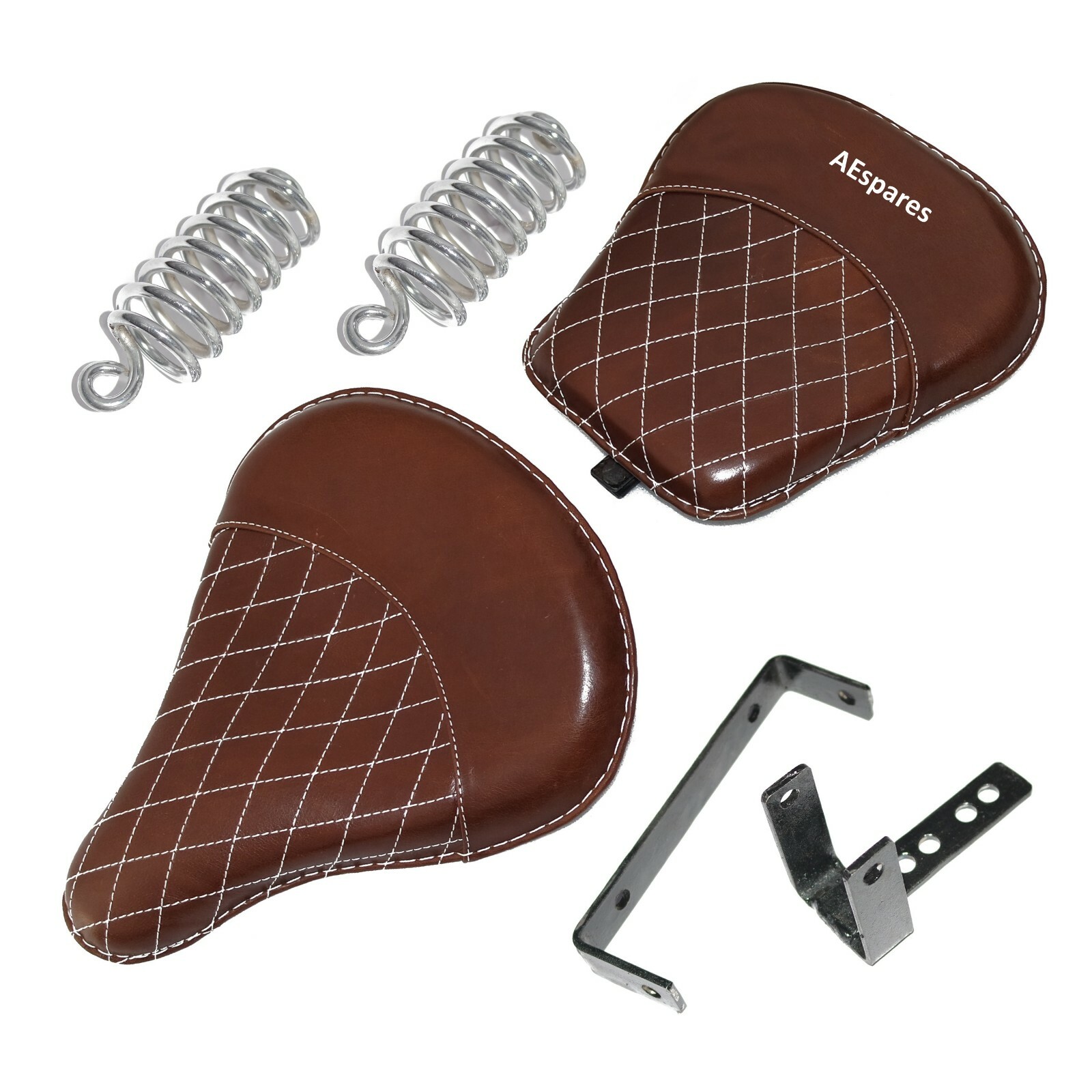 Front Tan Leather Seat With Spring Fits Royal Enfield Bullet Classic 350 500 