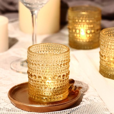 24 Pcs Gold Votive Candle Holders for Table Centerpieces Glass Candle Holders...