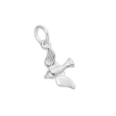 Sterling Silver Little 3D Shiny Flying Bird Pendant Charm Necklace Bracelet