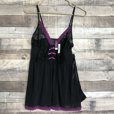Adore Me Women's Nighty, Teddy Nightgown 2-piece BEN-LI-07109, Jet Black, Size M