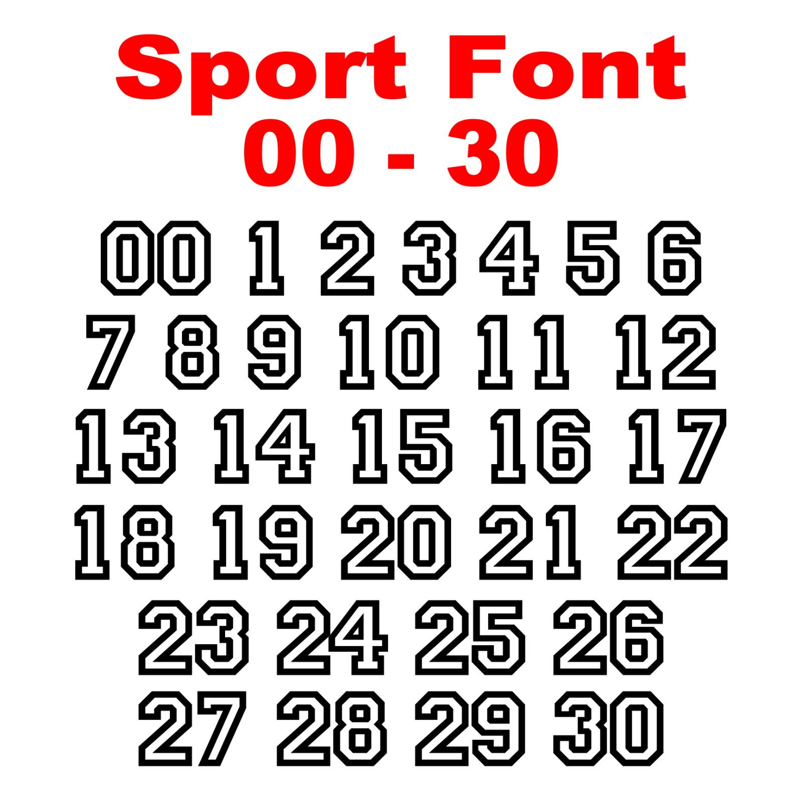 Sports　Graphic　Number 654・655・656 00 - 30 Sport Font Number Set - Vinyl Decal Stickers Numbers