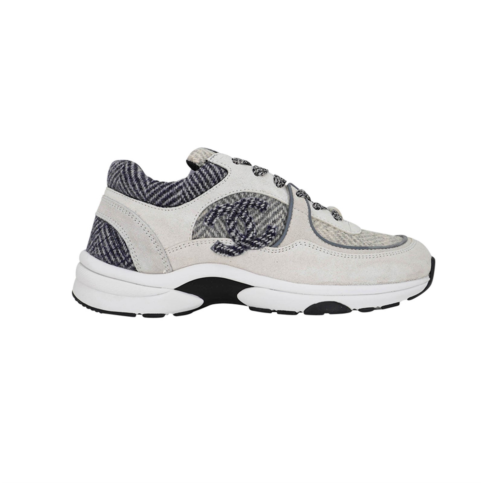 Chanel Sneaker Gray Tweed Low Top 37.5 / 7.5 New | eBay
