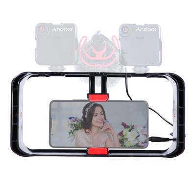 Andoer Handheld Portable Phone Video Rig Stabilizer Grip For Filmmaking F3V6