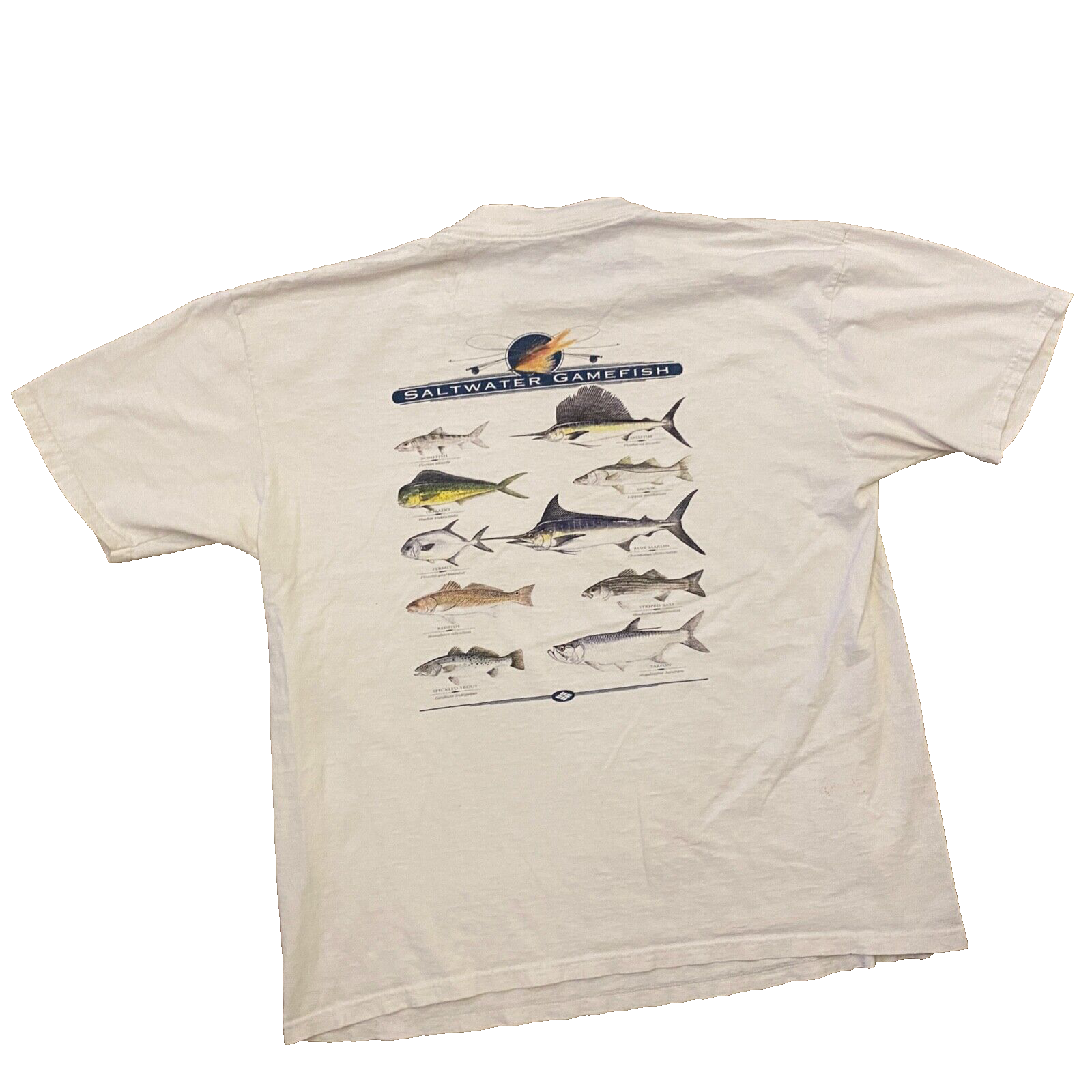 VTG Columbia Sz XL White T-Shirt Saltwater Games Fish Dad
